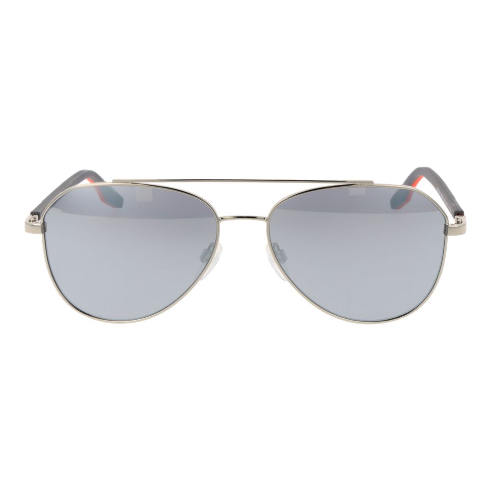 Sunglasses by Converse for unisex in plastic and silver featuring an opulent aviator full-rim frame design with a sophisticated silver coloured frame finish and high-performance mirrored lens.