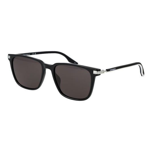 Sunglasses by Converse for unisex in rubber black features an ethereal full-rim square frame design with black coloured frame frames and non-polarized category-3-dark-tint lens for a ethereal finish.