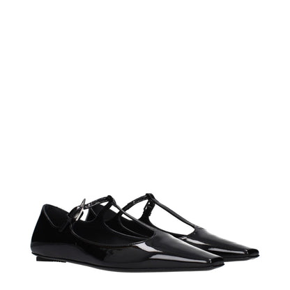 Ballet Flat Shoes by The Attico for women in patent leather black features an captivating silhouette, showcasing the captivating style of the Women's Patent Leather Ballet Flat Shoes with its distinct and refined .