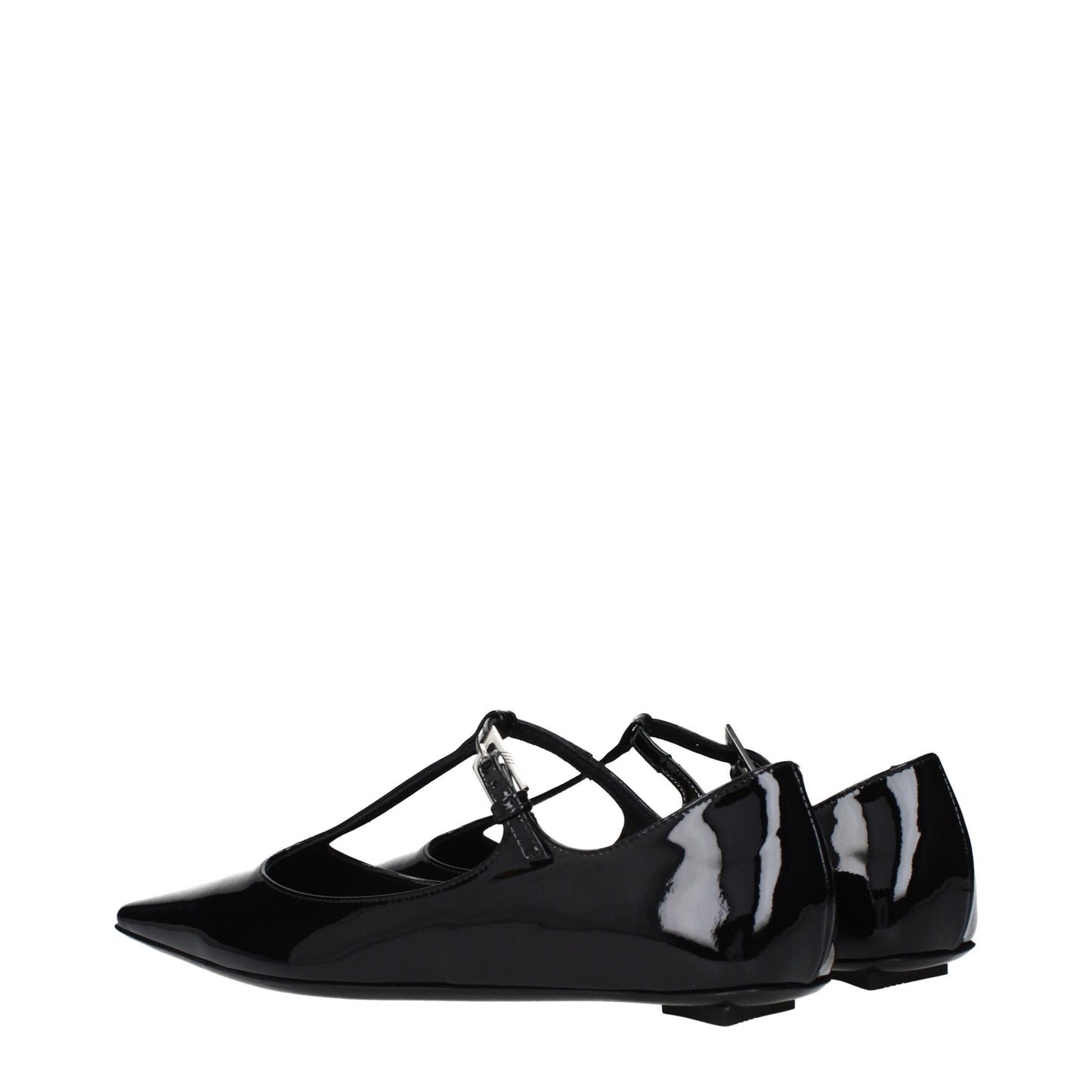 Ballet Flat Shoes by The Attico for women in patent leather black features an statuesque silhouette from the Women's Patent Leather Ballet Flat Shoes collection, showcasing a and a statuesque for a statuesque look.