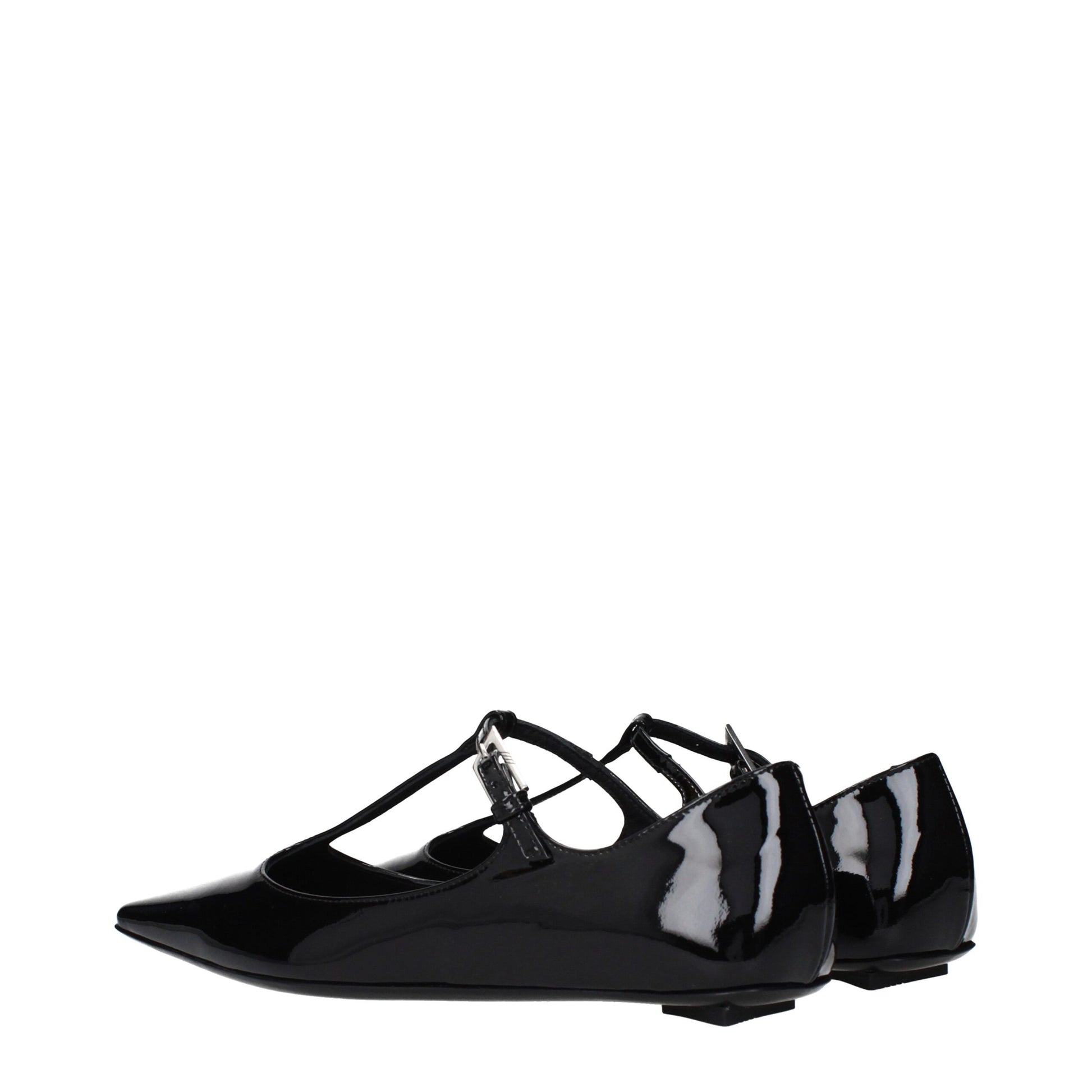 Ballet Flat Shoes by The Attico for women in patent leather black features an statuesque silhouette from the Women's Patent Leather Ballet Flat Shoes collection, showcasing a and a statuesque for a statuesque look.