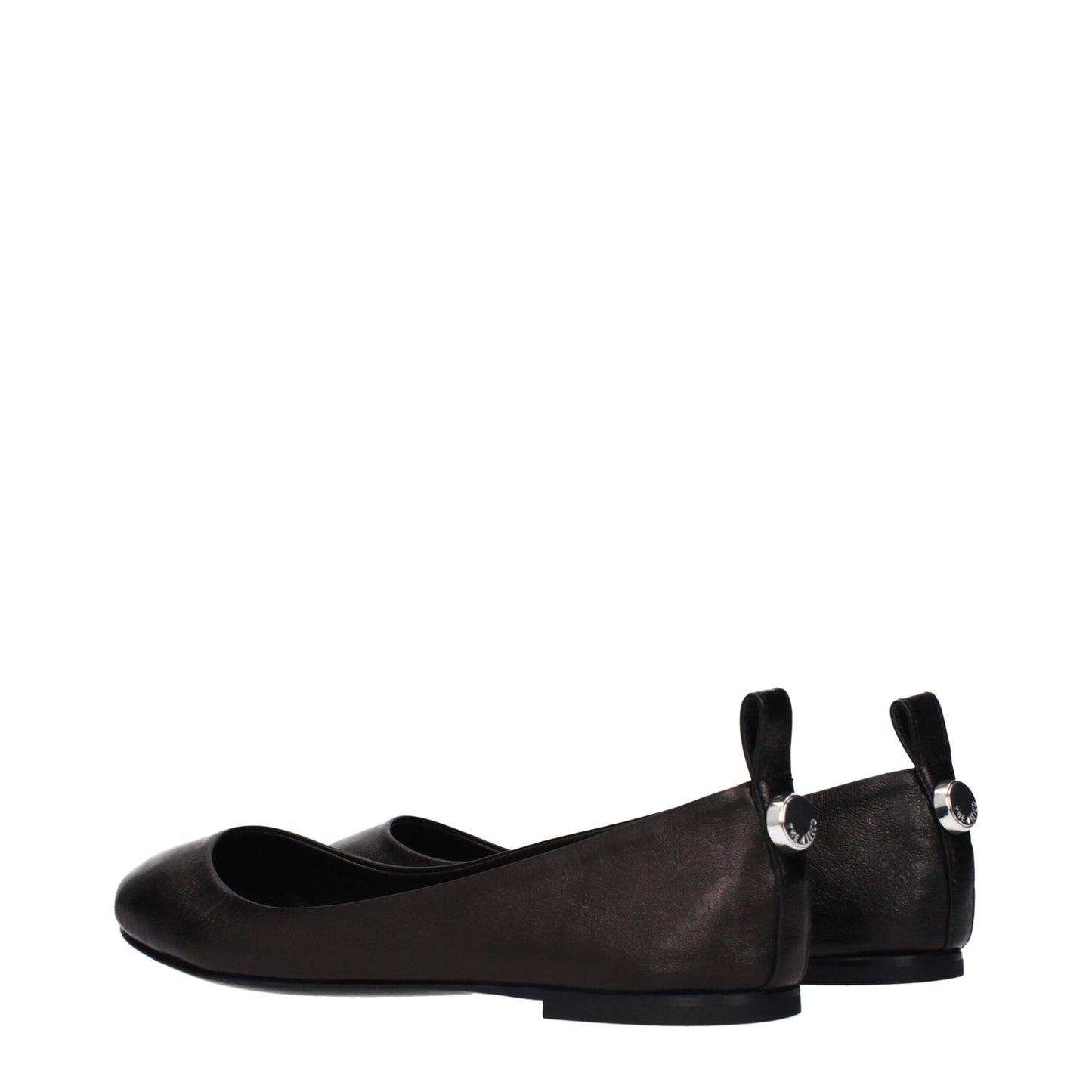 Ballet Flat Shoes by The Attico for women in leather black presents a effortless chic silhouette, showcasing the Women's Leather Ballet Flat Shoes design with a effortless chic and for a sophisticated look.