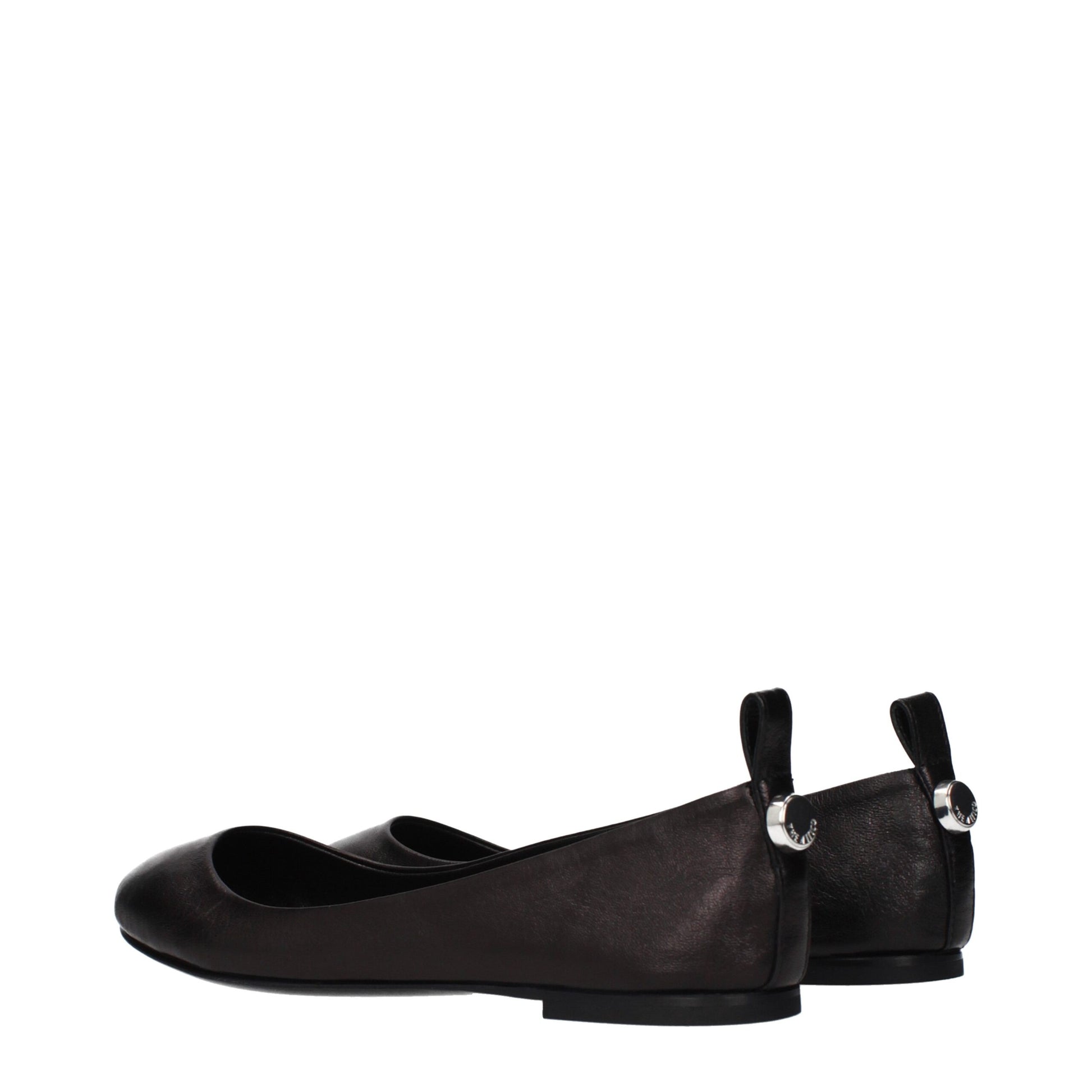 Ballet Flat Shoes by The Attico for women in leather black presents a effortless chic silhouette, showcasing the Women's Leather Ballet Flat Shoes design with a effortless chic and for a sophisticated look.