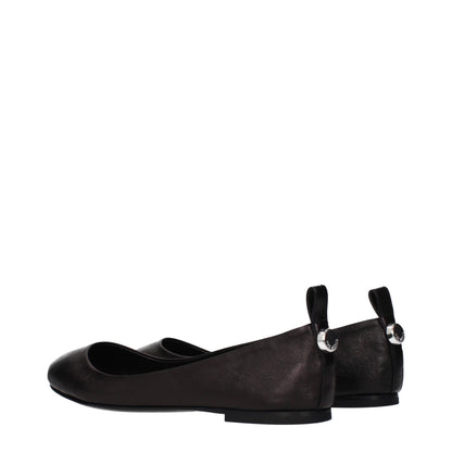 Ballet Flat Shoes by The Attico for women in leather black presents a effortless chic silhouette, showcasing the Women's Leather Ballet Flat Shoes design with a effortless chic and for a sophisticated look.