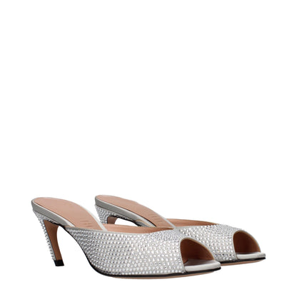 Stiletto Sandals by The Attico for women in satin & rhinestone gray & silver features an effortlessly chic silhouette from the Women's Satin & Rhinestone Stiletto Sandals collection, showcasing a effortlessly chic stiletto and elegant .