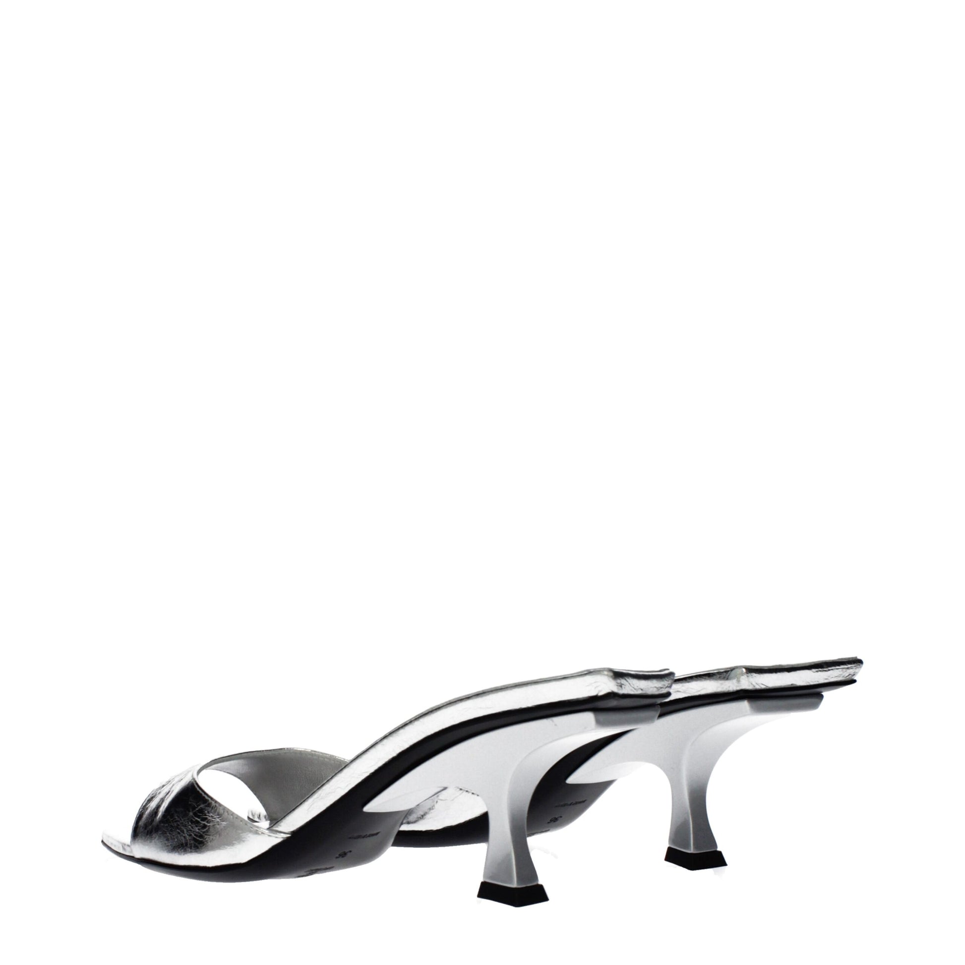 Flat Sandals by The Attico for women in leather gray & silver features an architectural design from the Women's Leather Flat Sandals collection, defined by a architectural flat and for a architectural finish.