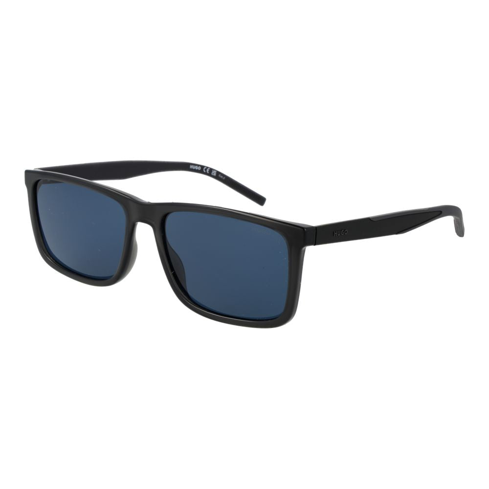 Sunglasses by Hugo Boss for men in polyamide & cupro and blue & gray featuring an opulent rectangle full-rim frame design with a sophisticated gray coloured frame finish and high-performance category-3-dark-tint lens.