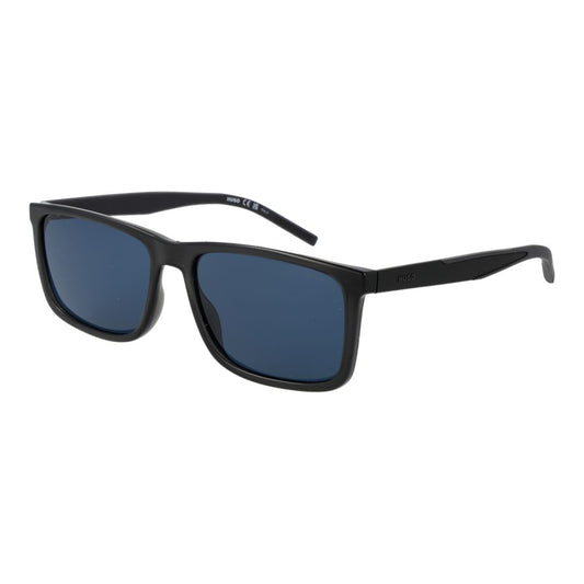 Sunglasses by Hugo Boss for men in polyamide & cupro and blue & gray featuring an opulent rectangle full-rim frame design with a sophisticated gray coloured frame finish and high-performance category-3-dark-tint lens.