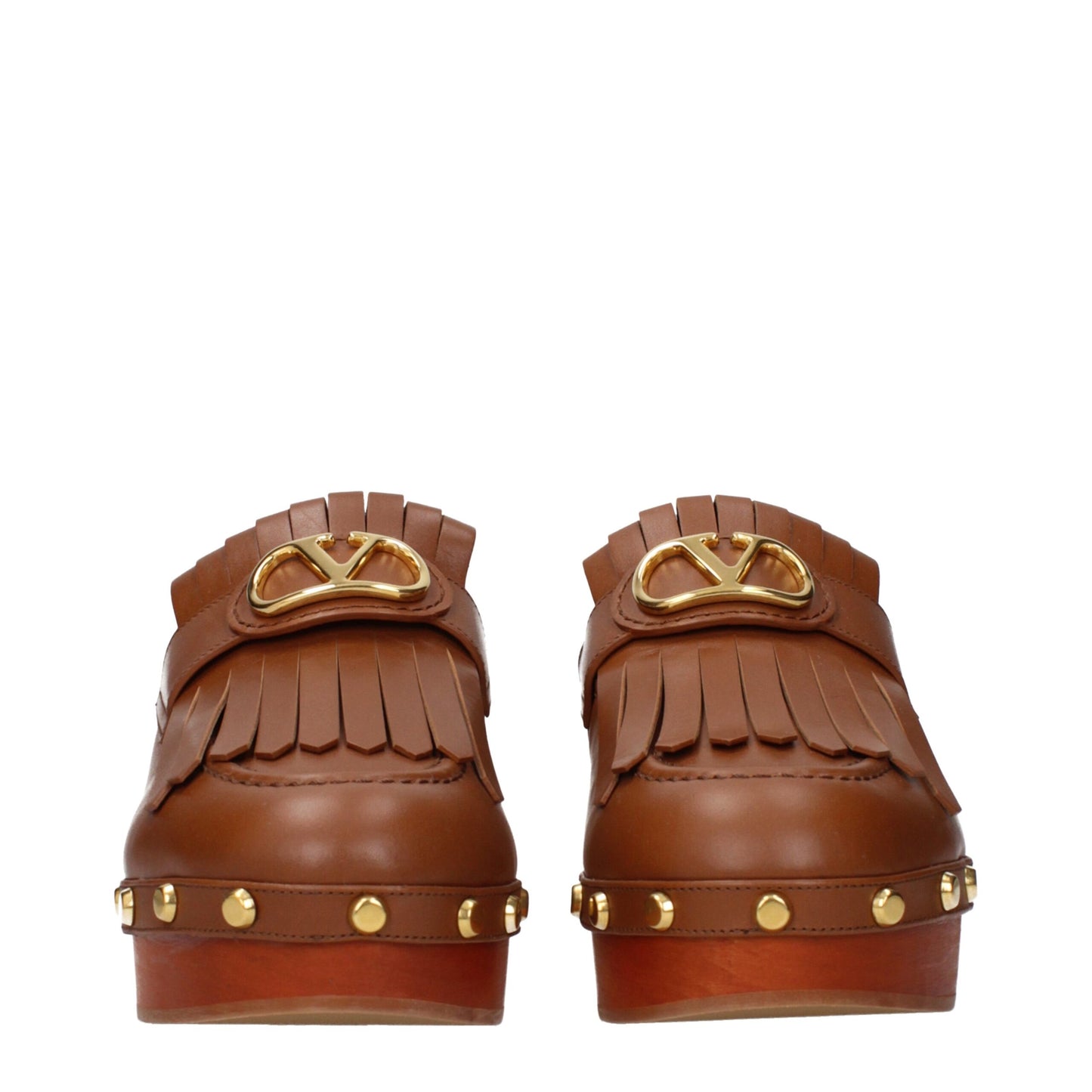 Clogs Slippers by Valentino Garavani for women in leather brown features an effortless chic silhouette from the Women's Leather Clogs Slippers collection, showcasing a and effortless chic .