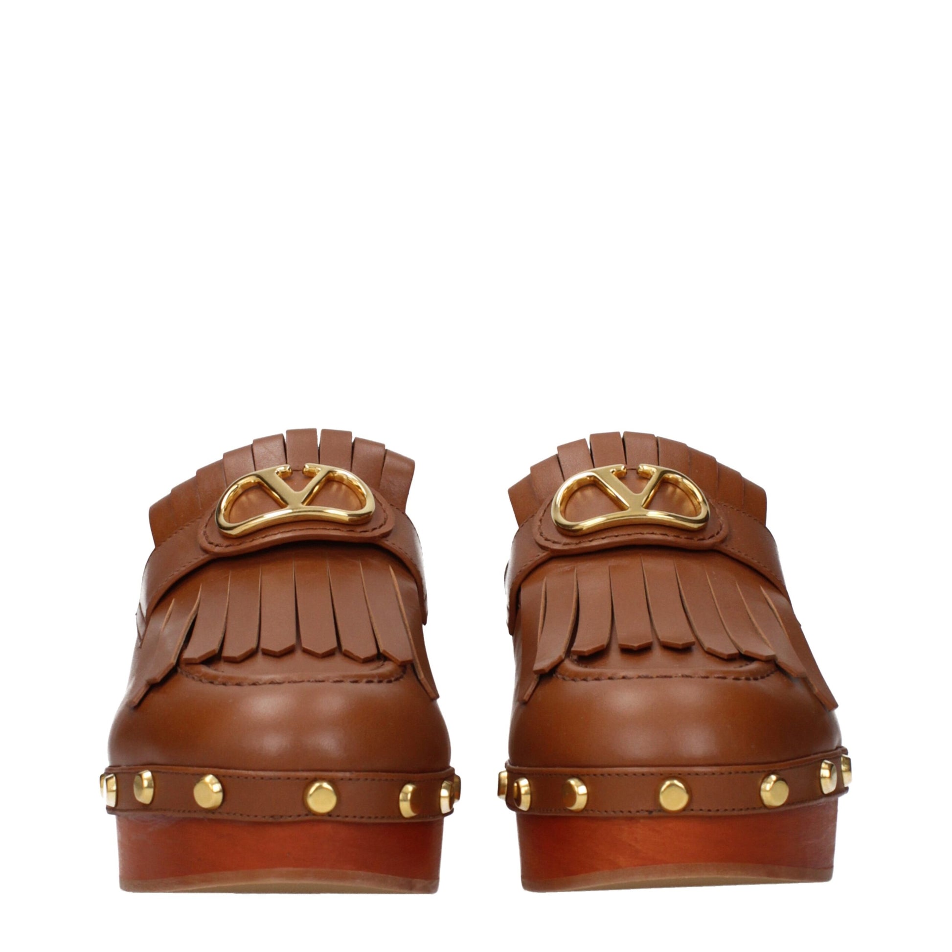 Clogs Slippers by Valentino Garavani for women in leather brown features an effortless chic silhouette from the Women's Leather Clogs Slippers collection, showcasing a and effortless chic .