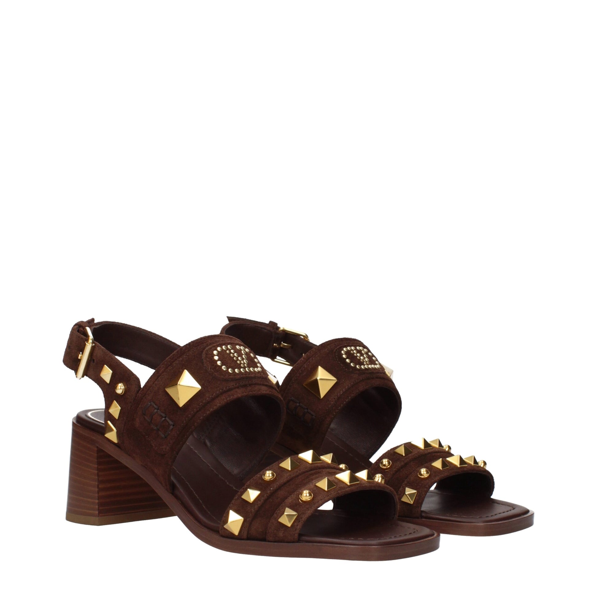 Sandals by Valentino Garavani for women in suede leather brown features an architectural design from the Women's Suede Leather Sandals collection, defined by a architectural and for a architectural finish.
