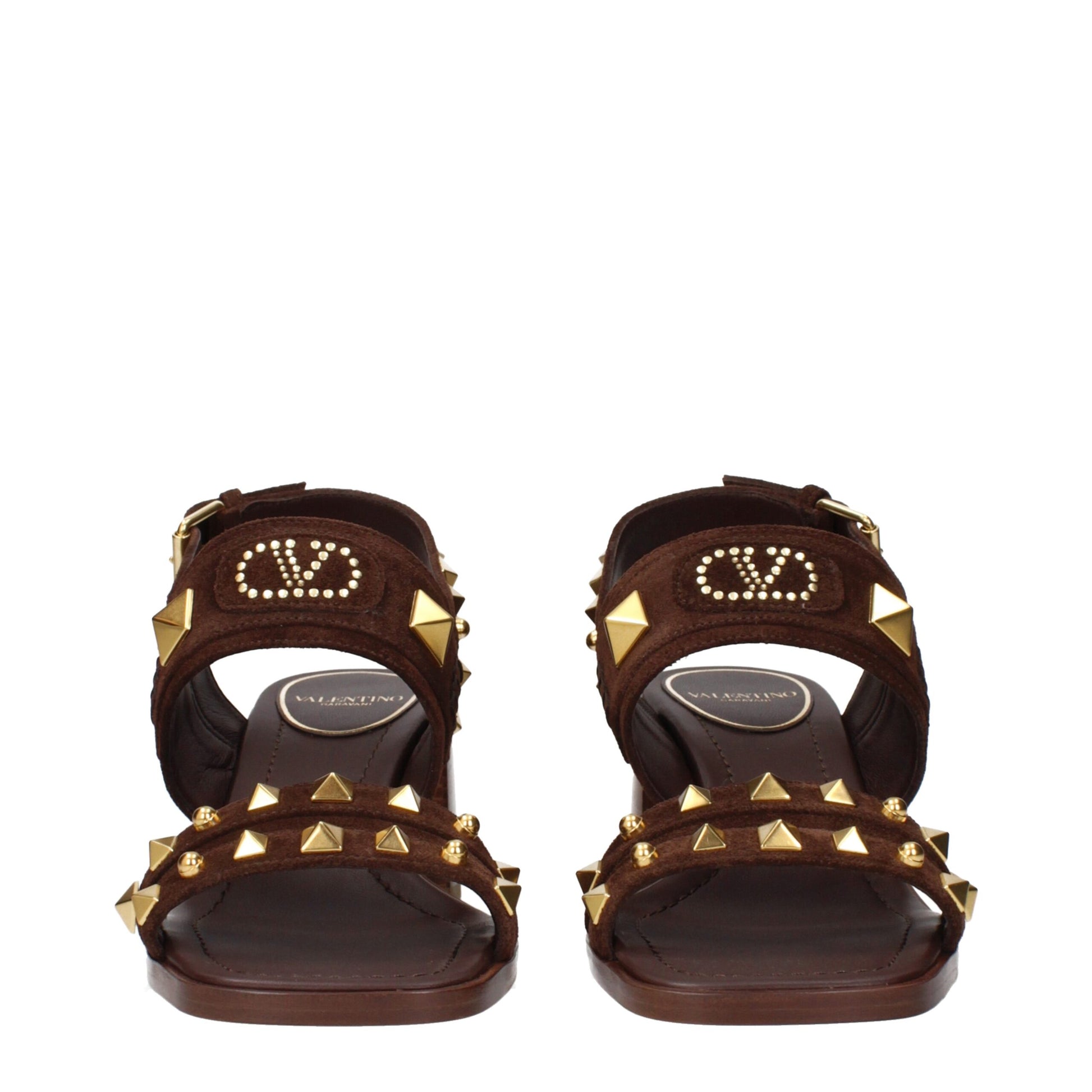 Sandals by Valentino Garavani for women in suede leather brown features an exquisite silhouette, showcasing the exquisite Women's Suede Leather Sandals with a and .