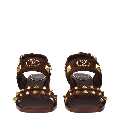 Sandals by Valentino Garavani for women in suede leather brown features an exquisite silhouette, showcasing the exquisite Women's Suede Leather Sandals with a and .