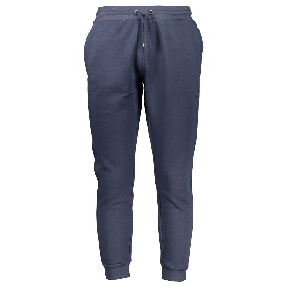 Trousers by Cavalli Class for women in cotton blue features an sartorial silhouette, showcasing a precise athletic and long with a sartorial for a refined look.