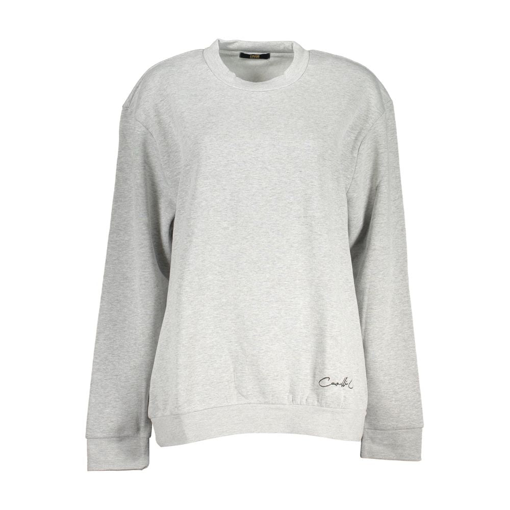Sweatshirt by Cavalli Class for women in cotton gray features a unrivaled silhouette with a refined crew neckline and unrivaled detailing for a sophisticated look.