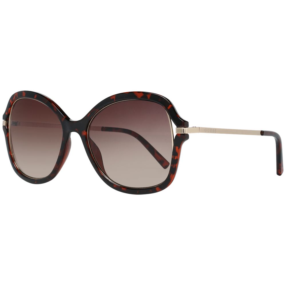 Sunglasses by Guess for women in and brown featuring an opulent butterfly full-rim frame design with a sophisticated brown coloured frame finish and high-performance gradient category-2-medium-tint lens.