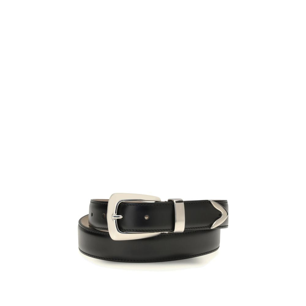 Belt by Khaite for women in bos taurus suede calf leather black & palladium presents a artisanal silhouette from the Bos Taurus Suede Calf Leather Belt collection, showcasing an artisanal design and refined craftsmanship for a artisanal look.