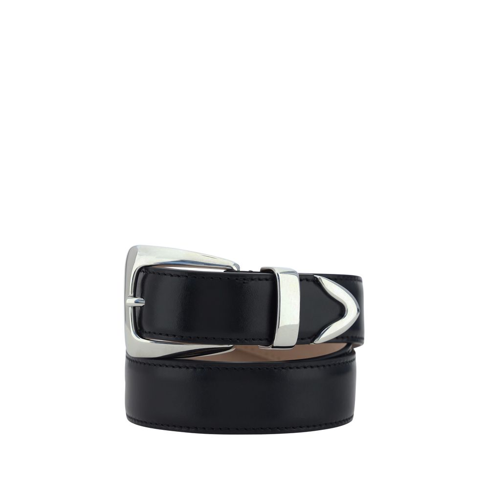 Belt by Khaite for women in bos taurus suede calf leather black & palladium features a bohemian chic silhouette, showcasing the bohemian chic Bos Taurus Suede Calf Leather Belt design with a sophisticated bohemian chic finish.