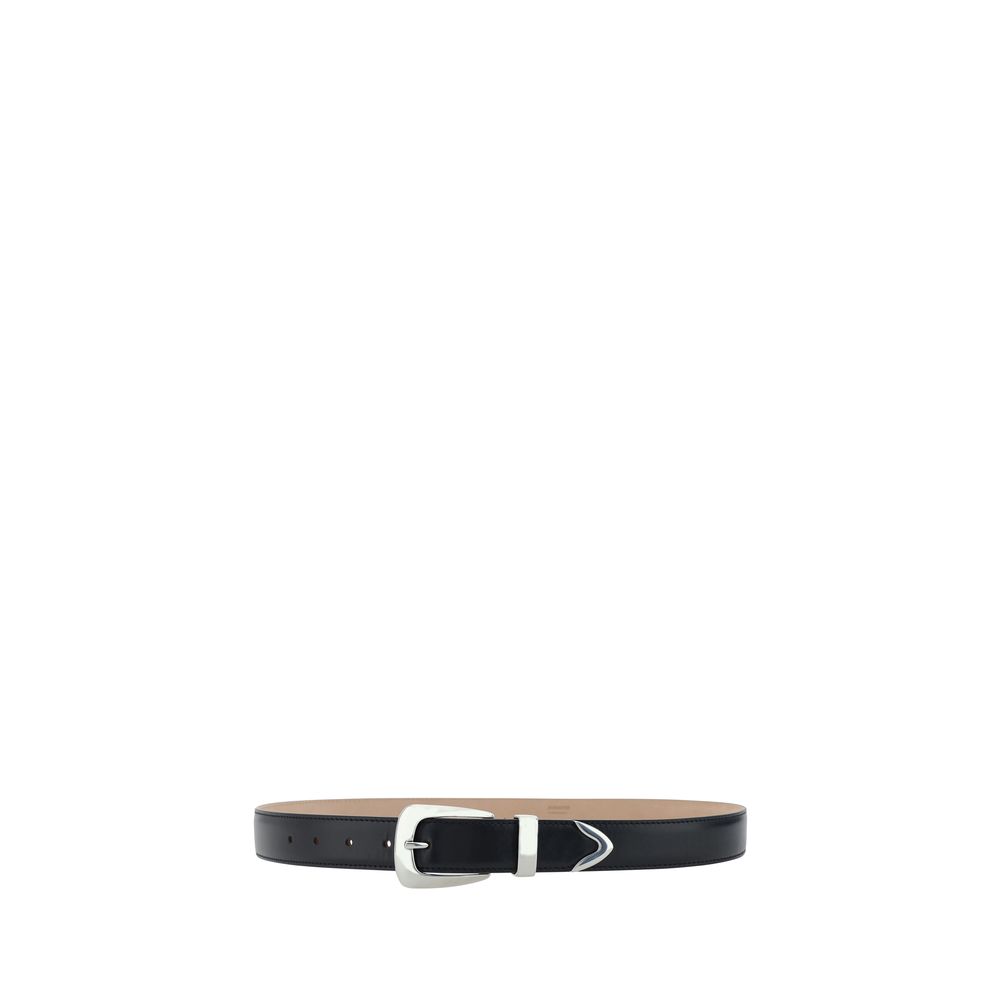 Belt by Khaite for women in bos taurus suede calf leather black & palladium presents a artisanal silhouette from the Bos Taurus Suede Calf Leather Belt collection, showcasing an artisanal design and refined craftsmanship for a artisanal look.