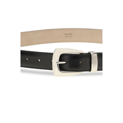 Belt by Khaite for women in bos taurus suede calf leather black & palladium features an artisanal silhouette, showcasing the artisanal craftsmanship of the Bos Taurus Suede Calf Leather Belt collection for a artisanal finish.