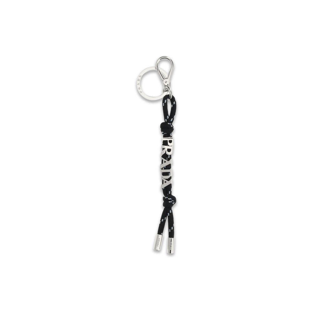 Keychain by Prada for men in nylon leather black exhibits a distinguished aesthetic, beautifully coordinating with and elements while highlighting .