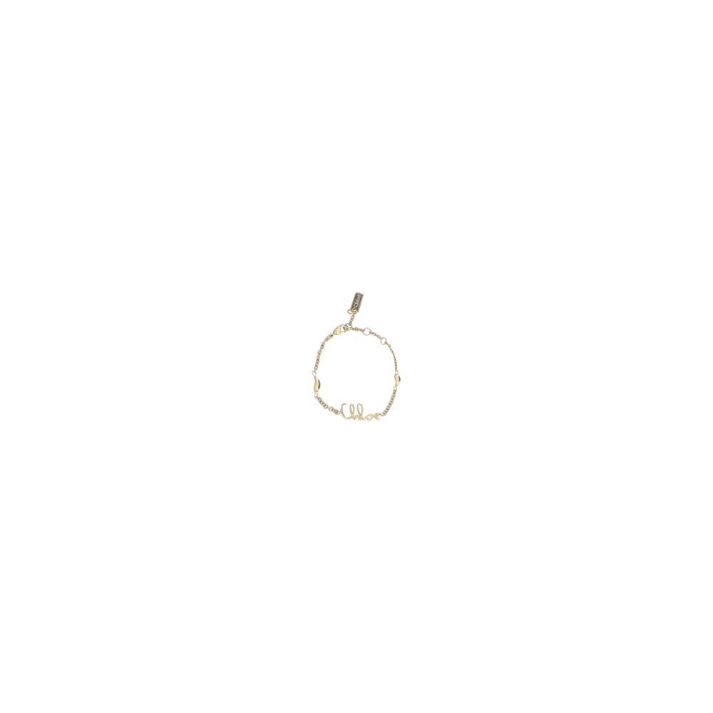 Bracelet by Chloé for women in nylon leather gold & signature features a architectural silhouette, elegantly showcasing a architectural chain link bracelet design that defines the Women's Chain Link Gold Brass Bracelet aesthetic.