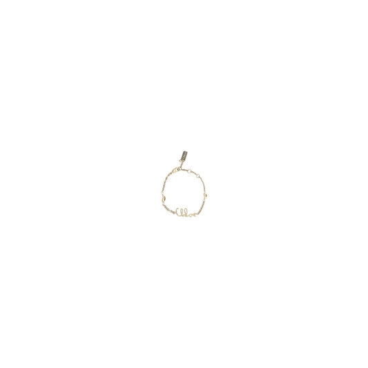 Bracelet by Chloé for women in nylon leather gold & signature features a architectural silhouette, elegantly showcasing a architectural chain link bracelet design that defines the Women's Chain Link Gold Brass Bracelet aesthetic.