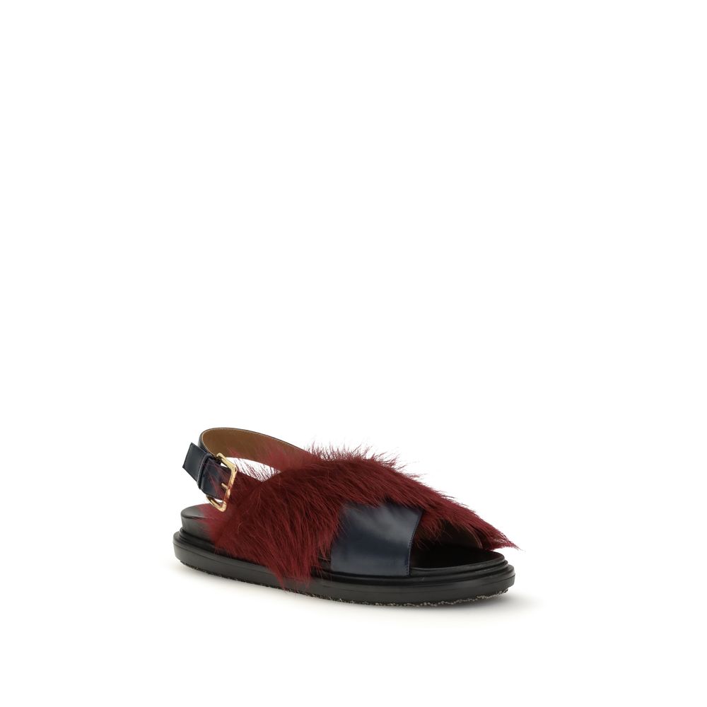 Flat Sandals by Marni for women in bost taurus calfskin leather & fur multicolor features an effortlessly chic silhouette from the Women's Bost Taurus Calfskin Leather & Fur Flat Sandals collection, showcasing a effortlessly chic flat and elegant .
