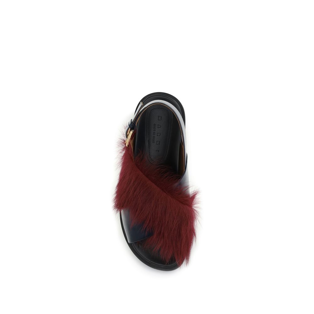 Flat Sandals by Marni for women in bost taurus calfskin leather & fur multicolor features an architectural design from the Women's Bost Taurus Calfskin Leather & Fur Flat Sandals collection, defined by a architectural flat and for a architectural finish.