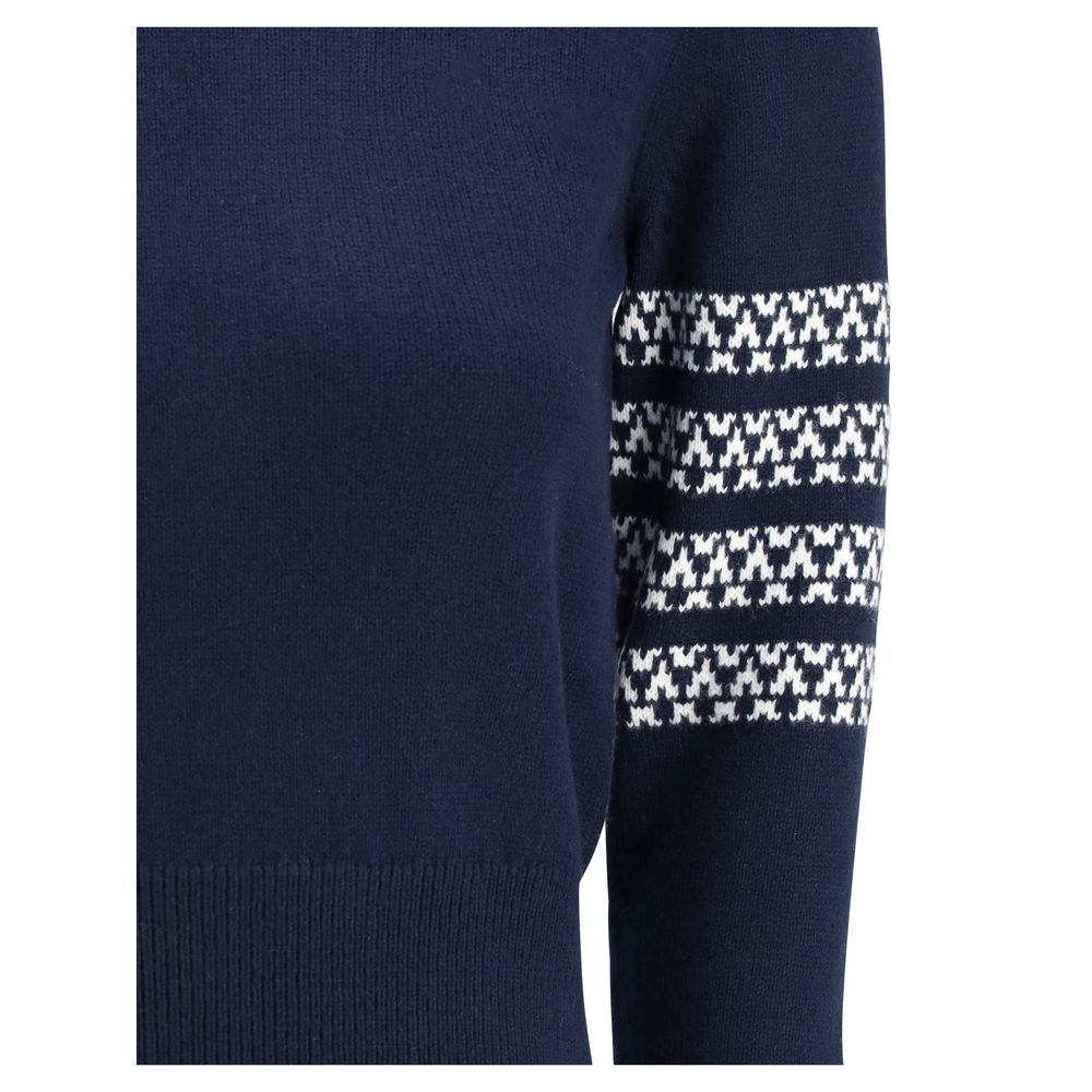 Sweatshirt by Thom Browne for women in wool blue features an provocated silhouette, detailed with a provocated and a refined for a sophisticated aesthetic.