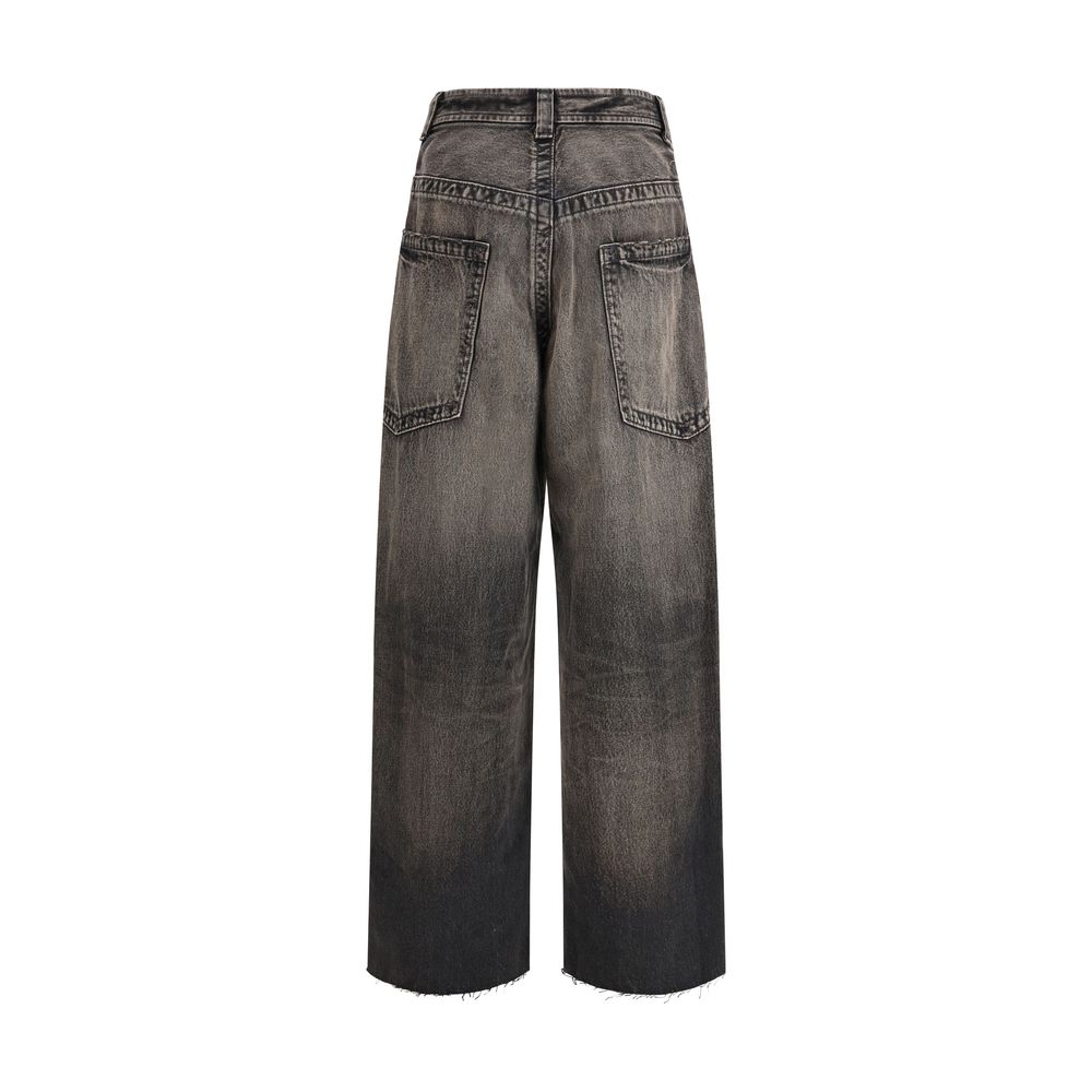 Jeans by Maison Mihara Yasuhiro for women in denim cotton black presents a refined pantology silhouette, artfully defined by a refined pantology wide & oversized, long, and a sophisticated .