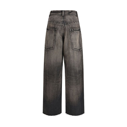 Jeans by Maison Mihara Yasuhiro for women in denim cotton black presents a refined pantology silhouette, artfully defined by a refined pantology wide & oversized, long, and a sophisticated .