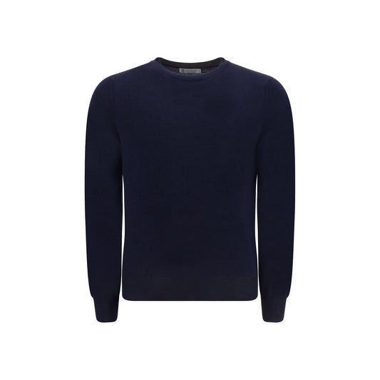 Sweater by Brunello Cucinelli for men in cashmere virgin wool blue features an polished silhouette, showcasing refined and a sophisticated crew neckline for a truly polished finish.