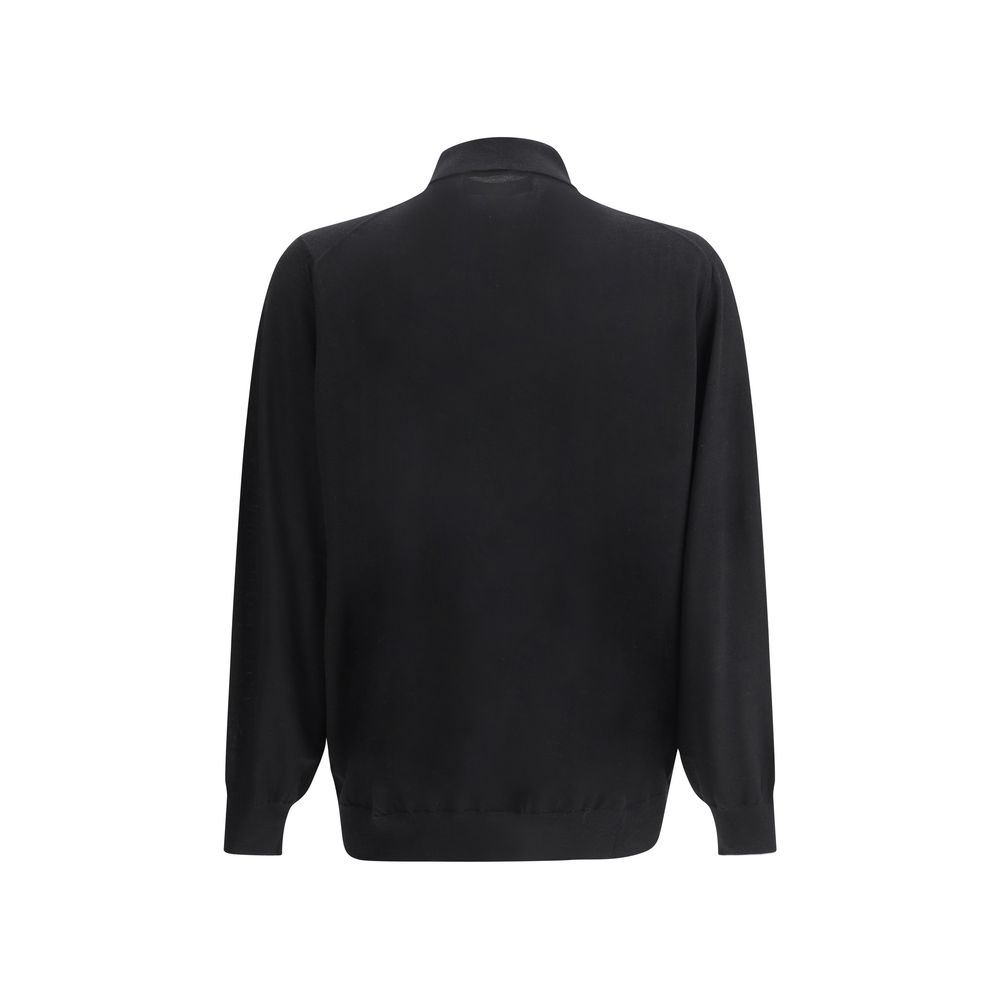 Dress Shirt by Brunello Cucinelli for men in virgin cashmere wool & capra leather black, featuring a nuanced and nuanced for a sophisticated finish.
