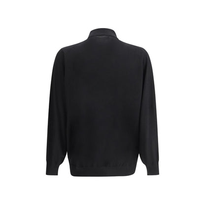 Dress Shirt by Brunello Cucinelli for men in virgin cashmere wool & capra leather black, featuring a nuanced and nuanced for a sophisticated finish.