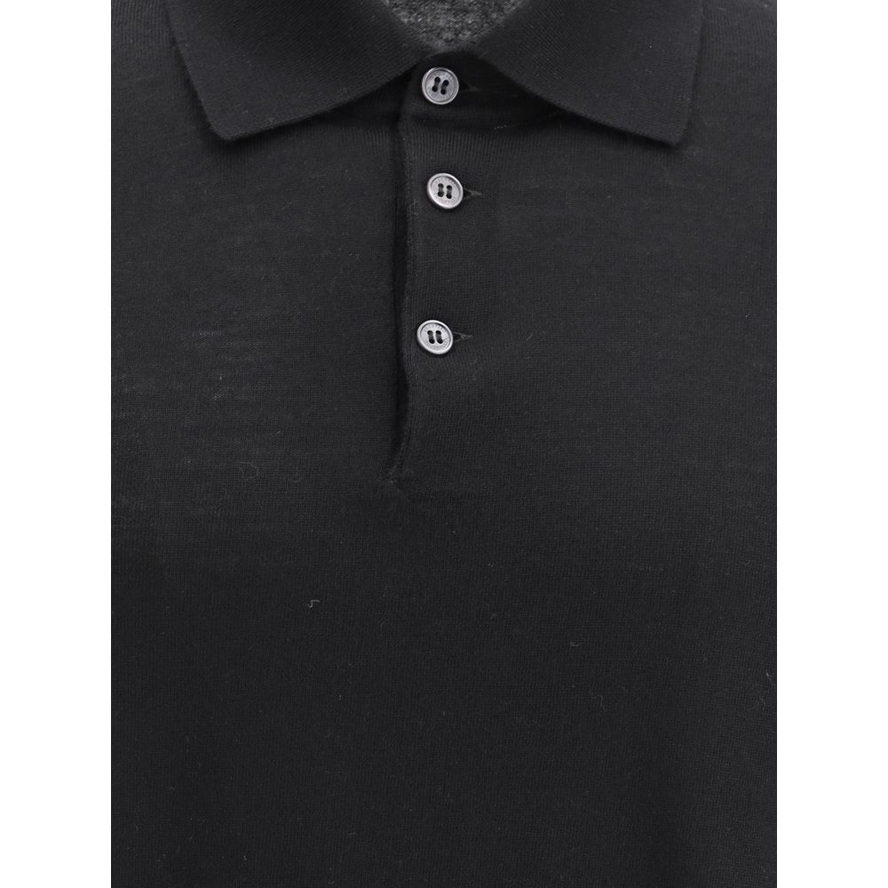 Dress Shirt by Brunello Cucinelli for men in virgin cashmere wool & capra leather black showcases a sublime silhouette, artfully detailed with a sublime and for a sophisticated, sublime finish.