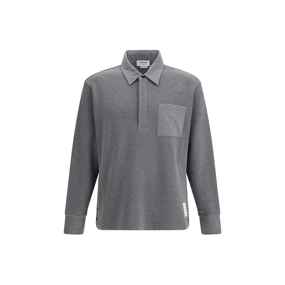 Polo Shirt by Thom Browne for men in cotton gray features a eye catching silhouette, showcasing a refined and long-sleeve for a eye catching finish.
