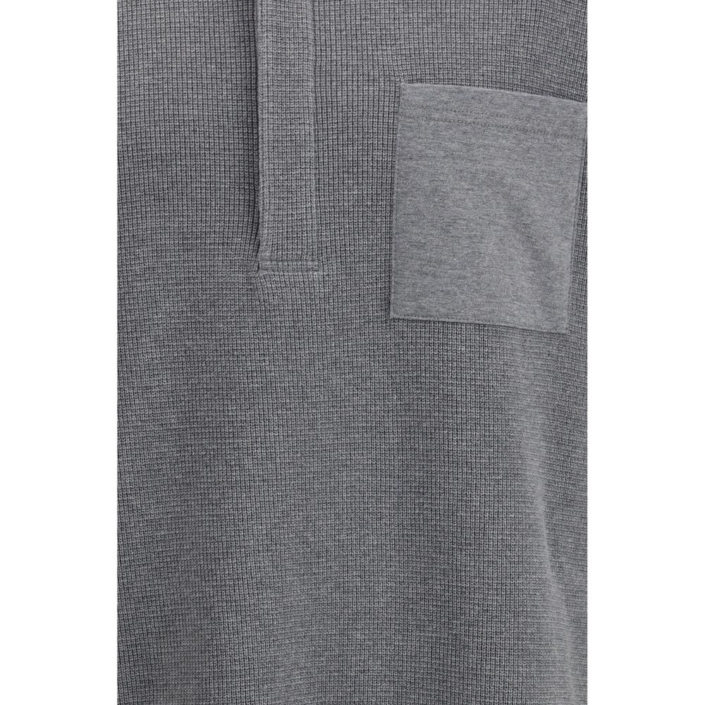 Polo Shirt by Thom Browne for men in cotton gray presents a distinguished silhouette, showcasing a sophisticated and distinguished for a truly distinguished finish.