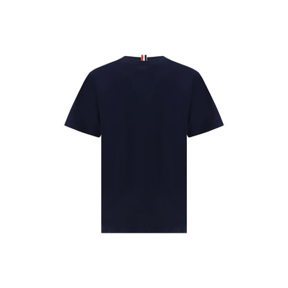 T-Shirt by Thom Browne for men in cotton blue & monogram features an on trend silhouette, perfectly showcasing a on trend and crew neckline for an elevated aesthetic.