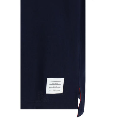 T-Shirt by Thom Browne for men in cotton blue & monogram showcases a fashionable silhouette, elegantly detailed with a fashionable and for a sophisticated, high-fashion look.