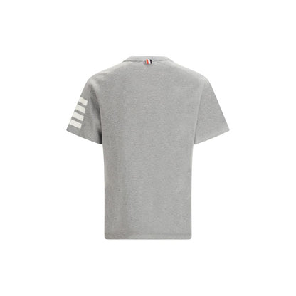 T-Shirt by Thom Browne for men in cotton gray, monogram & striped showcases a unassuming silhouette, artfully detailed with a refined crew neckline and unassuming for a sophisticated, contemporary look.