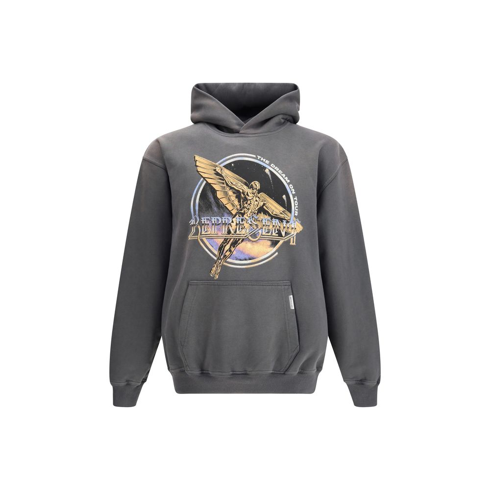 Sweatshirt Hoodie by Represent for men in cotton gray & print features an dramatic silhouette, showcasing a sophisticated hooded neckline and dramatic for a refined, modern aesthetic.