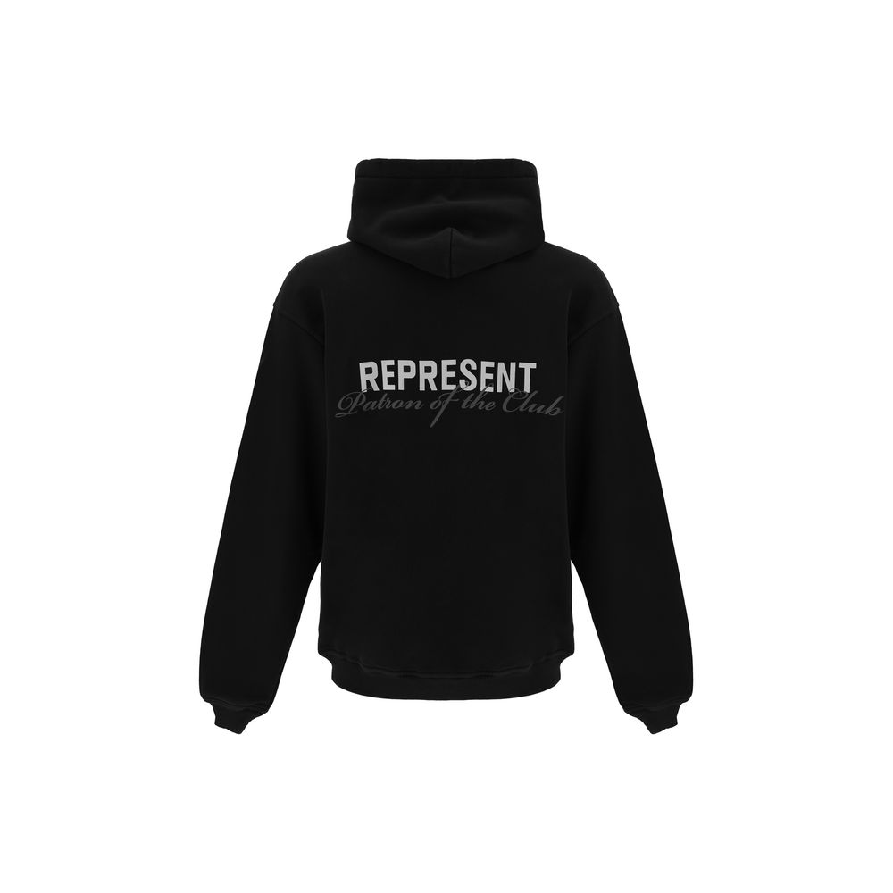 Sweatshirt Hoodie by Represent for men in cotton black & monogram features a edgy silhouette, detailed with a edgy hooded neckline and for a refined finish.
