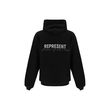 Sweatshirt Hoodie by Represent for men in cotton black & monogram features a edgy silhouette, detailed with a edgy hooded neckline and for a refined finish.