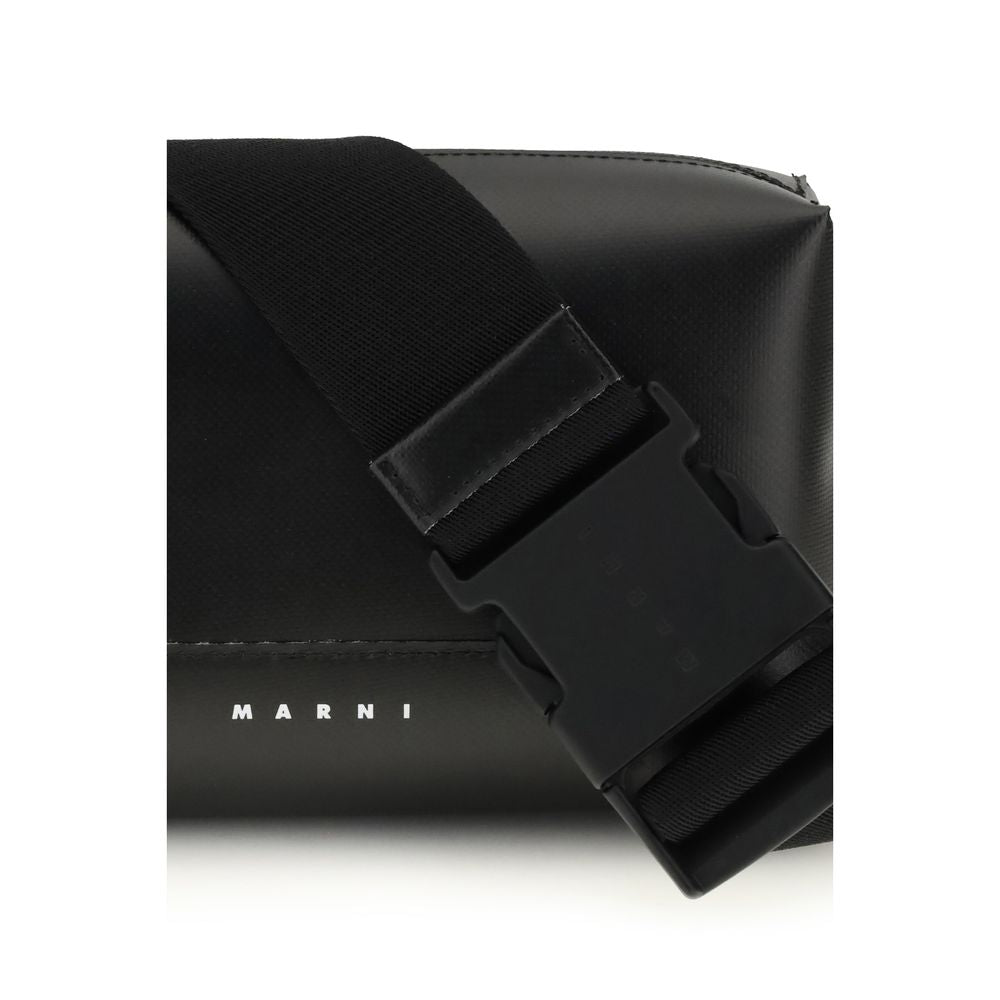 Shoulder Bag by Marni for men in bos taurus calf leather black presents a versatile silhouette, showcasing a secure zipper and versatile with versatile shoulder-strap & adjustable-strap for a sophisticated look.