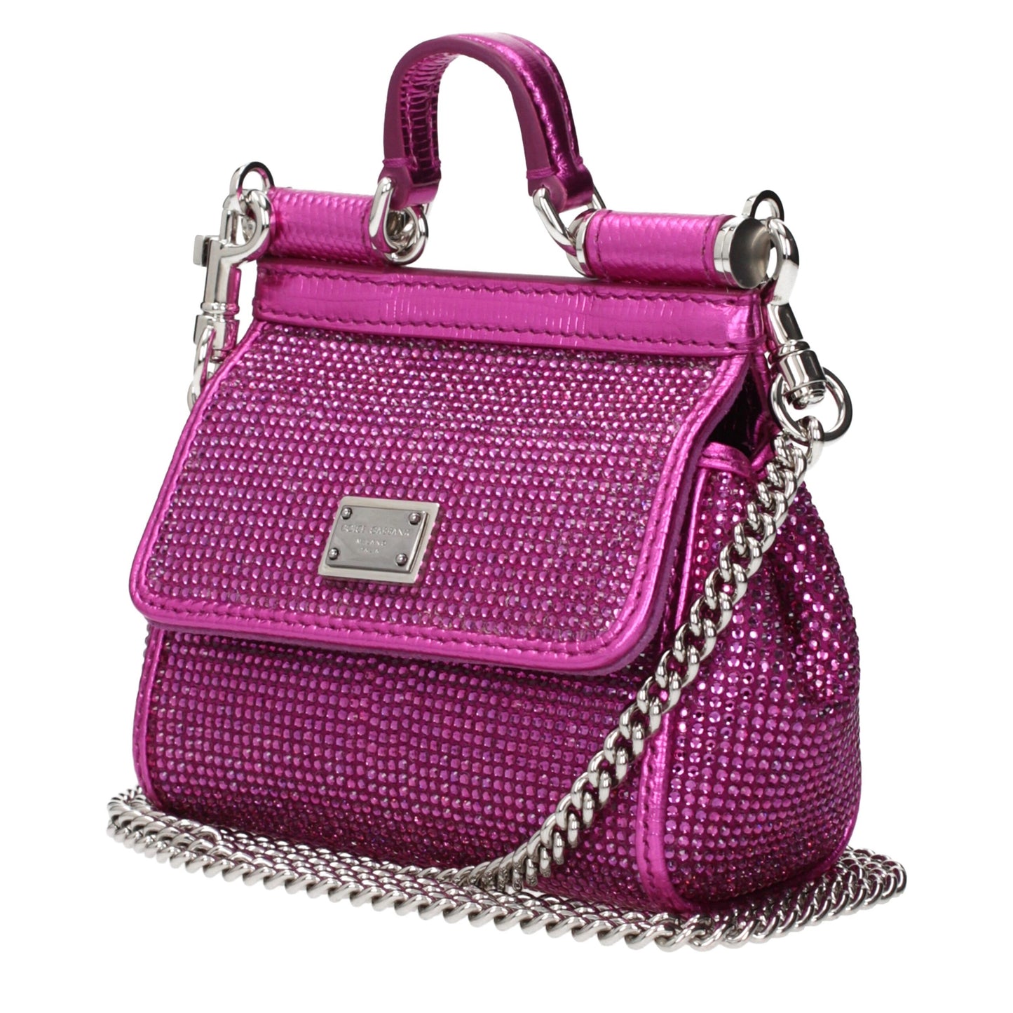 Handbag by Dolce & Gabbana for women in polyester polyurethane python leather fuchsia & pink features a signature silhouette, showcasing a secure and signature with versatile for a sophisticated look.
