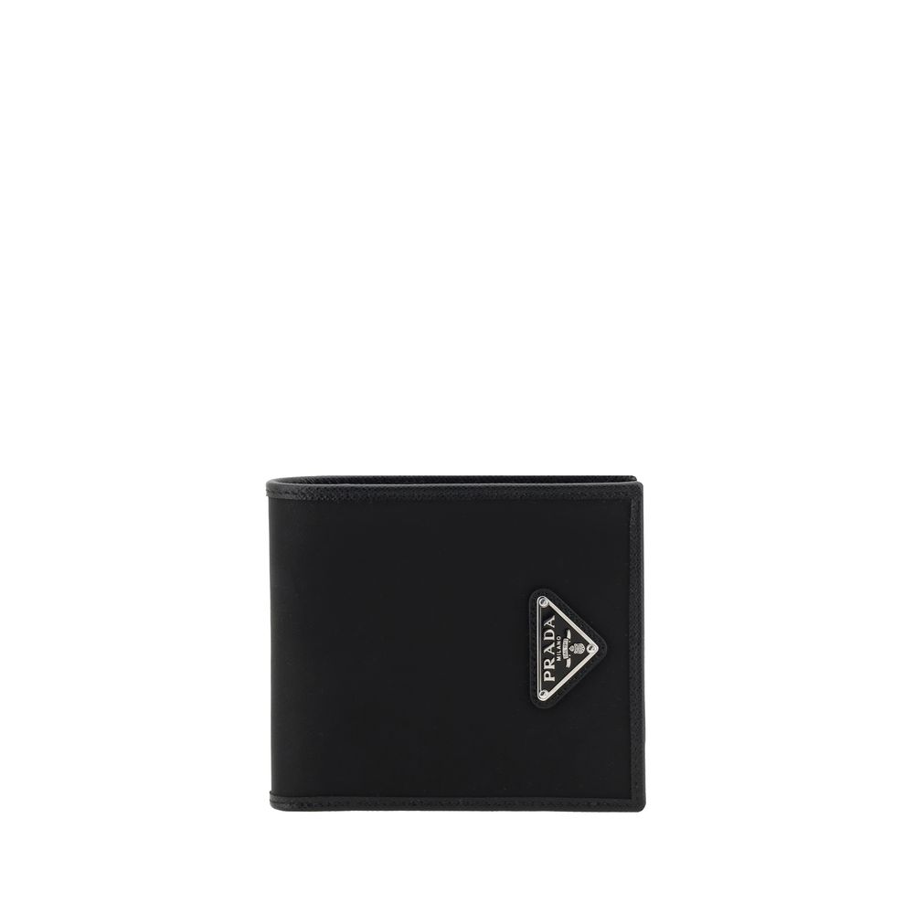 Cardholder Wallet by Prada for men in nylon leather black, signature & monogram showcases a discerning silhouette, artfully capturing the essence of Nylon Leather Cardholder Wallet with its functional card-organization bifold.