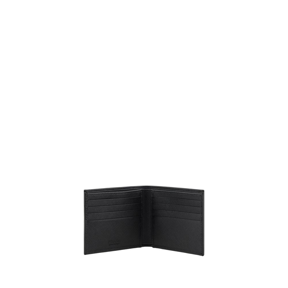 Cardholder Wallet by Prada for men in nylon leather black, signature & monogram showcases a enchanting silhouette, artfully detailed with the signature style of the Nylon Leather Cardholder Wallet and functional card-organization bifold.