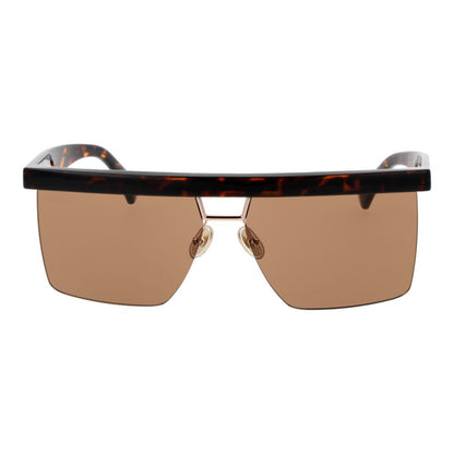 Sunglasses by Max Mara for women in and brown presents a sumptuous silhouette, featuring brown coloured frame and browline half-rim frame design with non-polarized category-2-medium-tint lens for a sumptuous look.