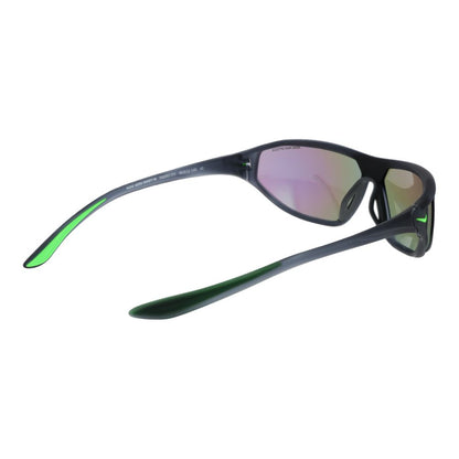 Sunglasses by Nike for unisex in stainless steel and gray featuring an opulent rectangle full-rim frame design with a sophisticated gray coloured frame finish and high-performance mirrored category-2-medium-tint lens.